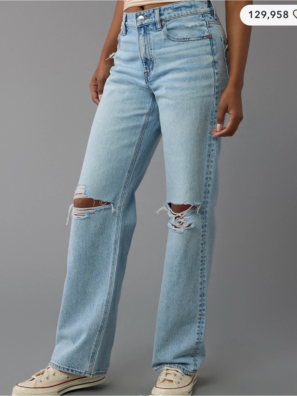 AE Strigid Ripped High-Waisted Stovepipe Jean Size 4 Regular